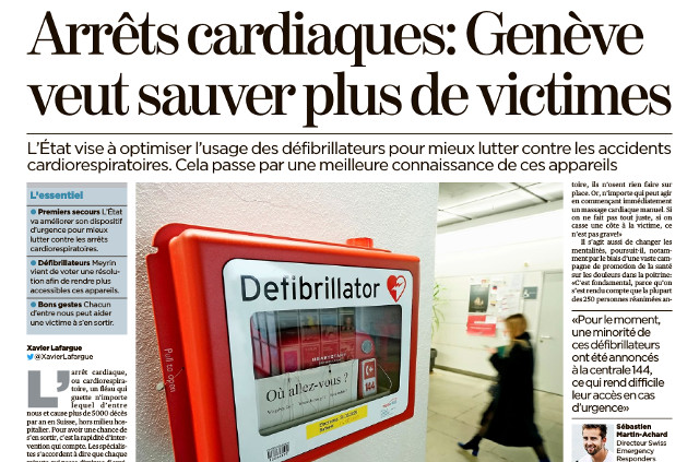 In Genf sind Defibrillatoren AED von Philips Teil der Rettunskette und des First-Responder-Programms wie im Kanton Tessin